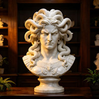 Buste de Méduse en marbre naturel sculpté à la main, directement de l'usine, statue de la mythologie grecque faite à la main pour la décoration intérieure.