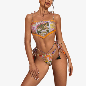 Set Bikini moda donna estate infradito stampa floreale UPF50 Beachwear <span class=keywords><strong>Swim</strong></span> <span class=keywords><strong>Diving</strong></span> abbigliamento accessori - Product Image 2