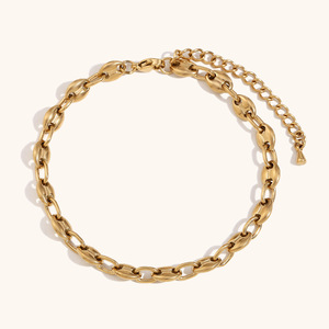 Chaîne <span class=keywords><strong>de</strong></span> <span class=keywords><strong>cheville</strong></span> OEM plaquée or 14 carats motif <span class=keywords><strong>grain</strong></span> <span class=keywords><strong>de</strong></span> café pour femme, en acier inoxydable, bijou d'été pour la plage, accessoire résistant à l'eau et inaltérable - Product Image 5