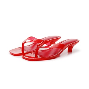 Sandali Jelly Donna Nuovi Modelli Estate 2026 <span class=keywords><strong>con</strong></span> <span class=keywords><strong>Tacco</strong></span> in Vetro Rosso Vino e Punta Quadrata, <span class=keywords><strong>Tacco</strong></span> Medio, <span class=keywords><strong>Infradito</strong></span> Slip-on <span class=keywords><strong>con</strong></span> Cristalli - Product Image 6