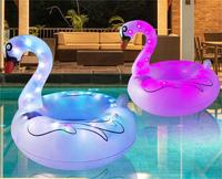 Chaise longue gonflable blanche/rouge cygne flamant rose jouet flottant avec lumière de charge solaire 100x90cm