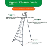 Escalera de Jardín Moderna de Aluminio, Telescópica, Plegable, con Soporte Estable, Capacidad de Carga de 150 kg, para Uso en Huertos, Granjas y Almacenes