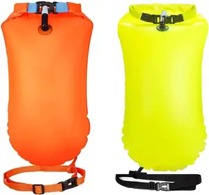 保护聚氯乙烯铁人三项自由潜水充气开放水安全胸带游泳安全干拖浮动尼龙游泳浮标包