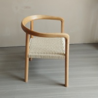 Chaise présidentielle Kennedy en bois massif, chaise de salle à manger avec siège tissé, chaise à accoudoirs en bois, chaise en corde tressée