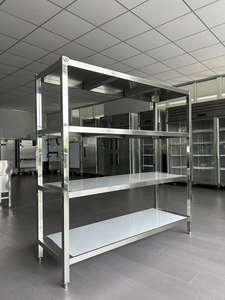 ชั้นวางของสแตนเลสพร้อมชั้นวาง4ชั้นสำหรับอุปกรณ์จัดเลี้ยงและร้านอาหารของโรงแรม - Product Image 4