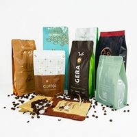 Sac à café à fond plat avec valve et fermeture éclair refermable pour l'emballage du café