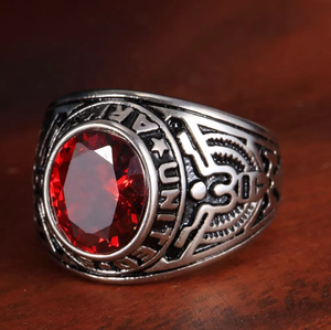 <b>Mens</b> Military Signet <b>Ring</b> 18K PVD Gold Stainless Steel | United States Army Emblem Gemstone <b>Ring</b> Waterproof No Fading - Product Image 4