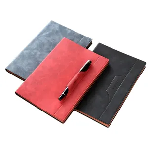 A5 Sewing Bind PU Leather Hardcover Notebook Pen Holder Bookmark Special Office Corporate Gift New Product