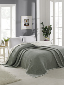 Muselina tejido interior fibra de algodón relleno 100% algodón manta voluminosa pesada gruesa 160x220cm 62x86 pulgadas manta de colección lisa - Product Image 4