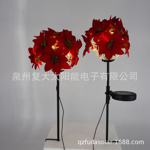 ไฟสวนโซลาร์พอยเซตเทีย LED โคมไฟรูปดอกไม้กลางแจ้งพร้อมแผงโซลาร์เซลล์กันน้ำสำหรับตกแต่งสวน - Product Image 2