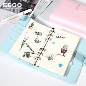 Carpeta de 6 anillas recargable de cuero Pu <span class=keywords><strong>A6</strong></span> A5, cuaderno de hojas sueltas hecho a medida desmontable, bonito diario Premium con pegatina - Product Image 5