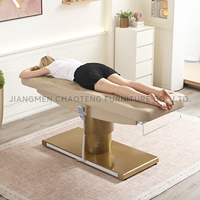 Ensemble de lit de beauté électrique moderne et élégant, base métallique de luxe, table de massage facial pour salon de beauté et spa, chaise réglable en hauteur pour extensions de cils