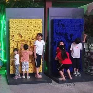 Interaktif 3D tiga dimensi ukuran raksasa Pin besar seni patung dinding plastik jarum impresi papan cetakan untuk amuse