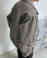 Blouson Bomber Homme Personnalisé OEM Vintage à Fermeture Éclair Coupe Ample en Toile pour l'Extérieur Collection Hiver Col Rabattu 340g Décontracté