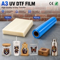 Film de transfert UV de qualité supérieure Qinyu, film autocollant UV DTF, feuille de film UV DTF A3