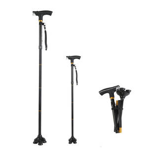 Bâton de randonnée télescopique en alliage d'aluminium, pliable, avec embout en caoutchouc, pour les voyages en plein air et l'alpinisme - Product Image 3