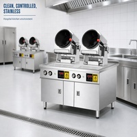 Robot de cuisson automatique professionnel à 2 têtes, type armoire, pour friture à la gaz en wok à tambour rotatif