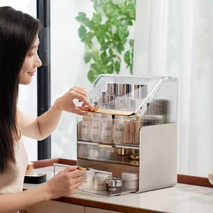 선택 재미있는 데스크탑 화장품 보관함 립스틱 분류 선반 가벼운 고급 방진 투명 메이크업 상자