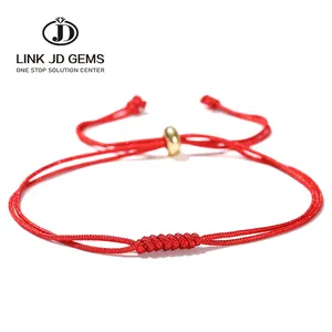 JD Mulheres Homens All Match Simples Amuleto Buda Charm Bangles Ajustável Jóias Feitos À Mão Tecido Vermelho Preto Corda Cobre Bead Pulseira