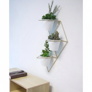 Jardinière murale en métal doré blanc beau pot de fleurs décoratif pour jardin - Product Image 1