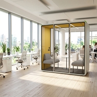 Hecor Cabine d'Interview pour 2 Personnes, Salle de Réunion de Bureau, Pavillon d'Isolation Acoustique, Cabine Silencieuse, Espace de Travail