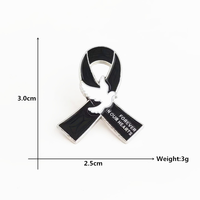 Badge d'événement en alliage métallique noir avec ruban pour les occasions de commémoration