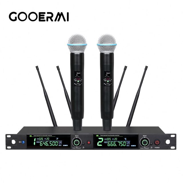 PD-228D UHF Wireless Microphone Receiver Professional Dual Channel Cordless Mic 180 Meter Range One Touch Lock Balanced Live