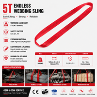 Sangle en toile sans fin/1 plis, longueur efficace 5t, haute résistance 5000kg, sangle à boucle 1m-12m pour équipement de levage de grue