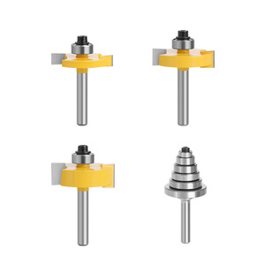 Carbide Tipped Router Bits 8mm Shank 4Pcs Set For Woodworking Straight Cut With Adjustable Bearing - Product Image 2