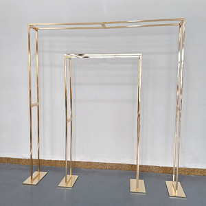 Arco de Hierro de Doble Poste para Decoración de Bodas, Marco para Flores, Decoración de Bodas al Aire Libre, Arco Dorado para Fondo de Boda - Product Image 5