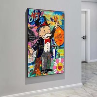 Peinture personnalisée Pop Graffiti Money Print sur toile, art mural moderne « Le monde est à vous », tableaux suspendus pour l'hôtellerie