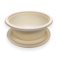 Bol à soupe biodégradable en amidon de maïs blanc ECOLIFE, résistant aux hautes températures, anti-fuite, pour plats à emporter, camping, salade de fruits