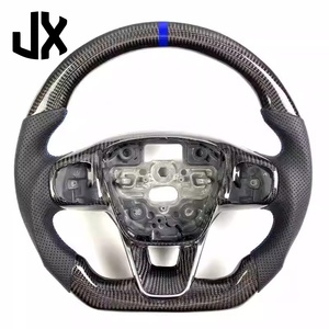 カスタムスポーツスタイルカーボンファイバーステアリングホイールブラックAlcantaraFord Mustang Focus MK4 MK8車用インテリアアクセサリー