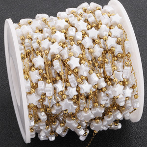 Collier de perles artificielles blanches irrégulières en forme d'étoile baroque, chaîne dorée, accessoires de bijoux DIY, unisexe, à porter au quotidien - Product Image 4