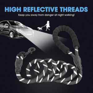 Comforting Pet Leashes 8mm Reflective Threads Rope Webbing Non Tangle <b>Dog</b> Leash Bulk Small Large <b>Dogs</b> Black Walking Training - Product Image 4