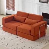 Sofá Cama Modular de Lujo Moderno para Sala de Estar, en Forma de L, 2 Plazas, de Terciopelo, Diseño Interior Reclinable sin Estructura de Compresión