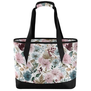 Sacs isothermes à fermeture éclair avec doublure en PEVA, motif floral, faible MOQ, grande capacité, portables, impression à la demande, sacs de pique-nique écologiques - Product Image 2