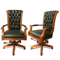 Chaise de bureau pivotante en cuir à dossier haut, design classique K265, pour usage gouvernemental, direction, entreprise, avec base en bois massif