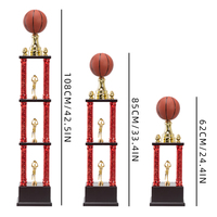 Trophée de champion de basket-ball en plastique personnalisé avec base en bois pour les tournois de compétition SZ25