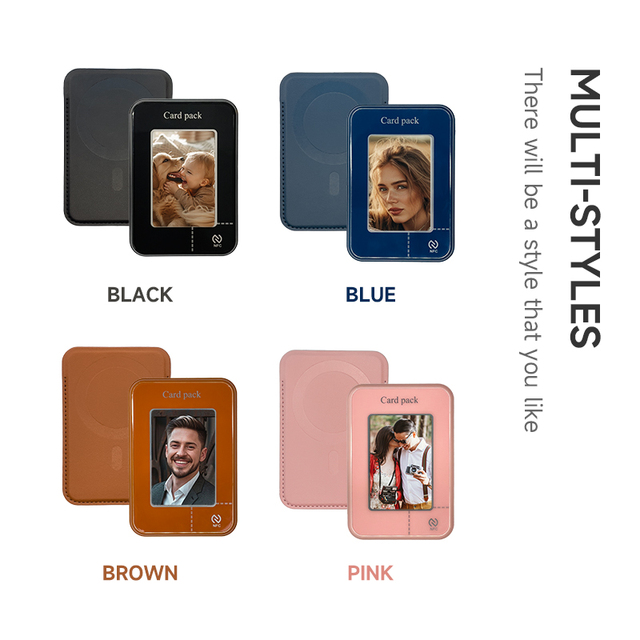 2025 Hot Selling Plastic NFC Magnetic Card Wallet Stand Holder E-Ink Display DIY for iPhone 16 Series Durable Leather Case
