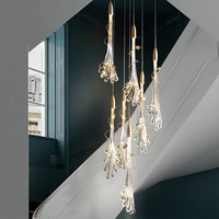 ECOJAS projoutdoorn Design hotel folding décoration de hall personnalisé de luxe en verre escalier Led lustre moderne 80 intérieur + 5