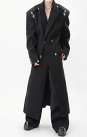 Vente en gros Long manteau en laine de cachemire véritable personnalisé pour hommes simple face en laine véritable sur un côté vêtements pardessus double boutonnage
