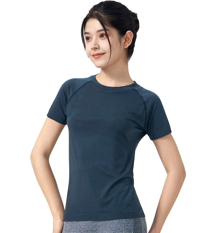 Spandex/Nylon Seamless Women's Crop Top T-Shirts Four-Way Stretch Quick Dry Pilates Yoga Compression Skinny Fit Gym Sports Crew