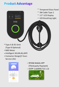 เครื่องชาร์จ EV 22Kw อ็อคพีเมนเนคส์แบบ2 32A 3เฟส7kw วอลบ็อกซ์ชาร์จไฟในรถเร็ว - Product Image 6