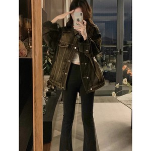 Femmes 2025 rétro américain Hong Kong Style surdimensionné Denim veste lavé vieux Denim pour l'automne et l'hiver - Product Image 1