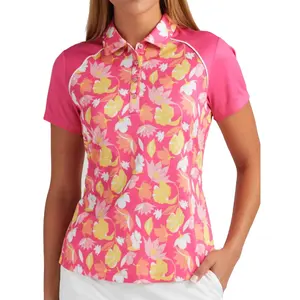 Wholesale Lady's Neck Golf Shirt Polyester Spandex Golf Polo Shirt 4 Way Stretch Blank Golf Shirts For Women