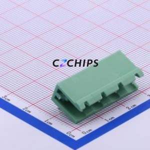 DB2ER-7.62-4P-GN Plug-in Terminal Block Bent Lead Through Hole,P=7.62mm Connector Board-to-Board / Socket Open 1x4P 7.62mm Green - Product Image 1