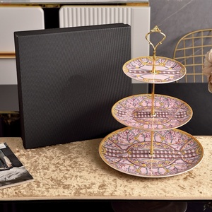 Plato de Cerámica Estilo Europeo para Postres y Frutas, Exquisito y Creativo, Soporte para Pastel, Plato para Frutas Secas, Bandeja para Postres de Té de la Tarde - Product Image 1