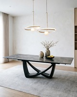 Ensemble de table à manger extensible en pierre frittée pour 6 personnes, table à manger moderne en pierre pour 6 personnes