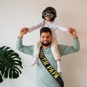 SUPER PAPA - Banda con Lámina Dorada y Frase Divertida 'Bless Dad' en Negro, para Decoración de Fiestas del Dí<span class=keywords><strong>a</strong></span> del <span class=keywords><strong>Padre</strong></span>, Regalo de Cumpleaños para Papá - Product Image 3